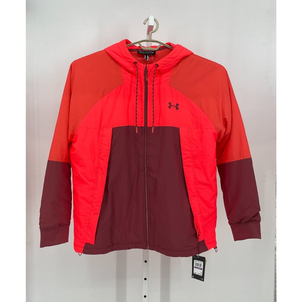 Under Armour Mens Sky Insulate 2XL Jacket Neon Orange Loose Fit Hooded 1360418